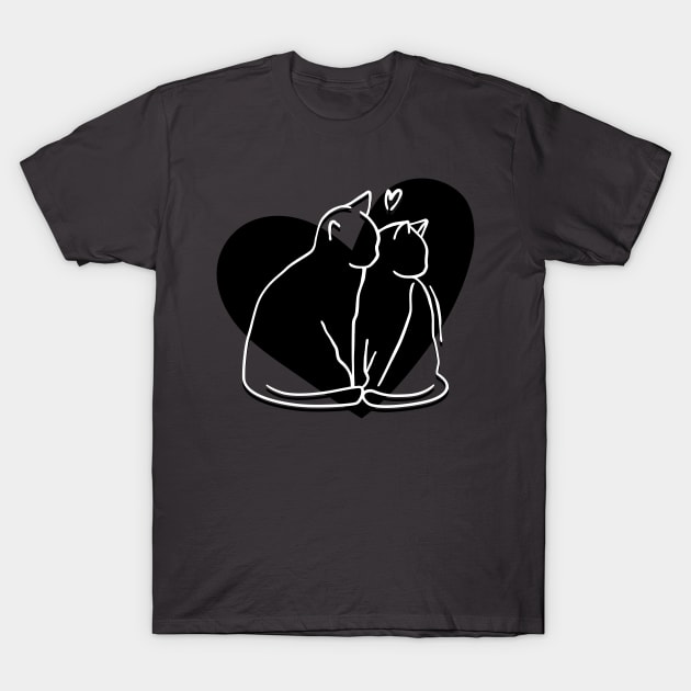 Black and white cats in love T-Shirt by Kristalclick 